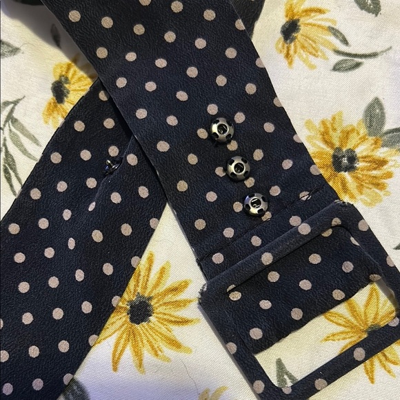 REBECCA TAYLOR BELTED SILK NAVY COMBO POLKA DOT PAPERBAG PANTS W/ BELT - Picture 5 of 8